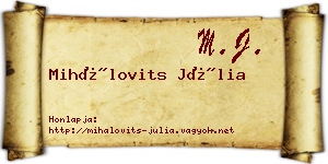 Mihálovits Júlia névjegykártya